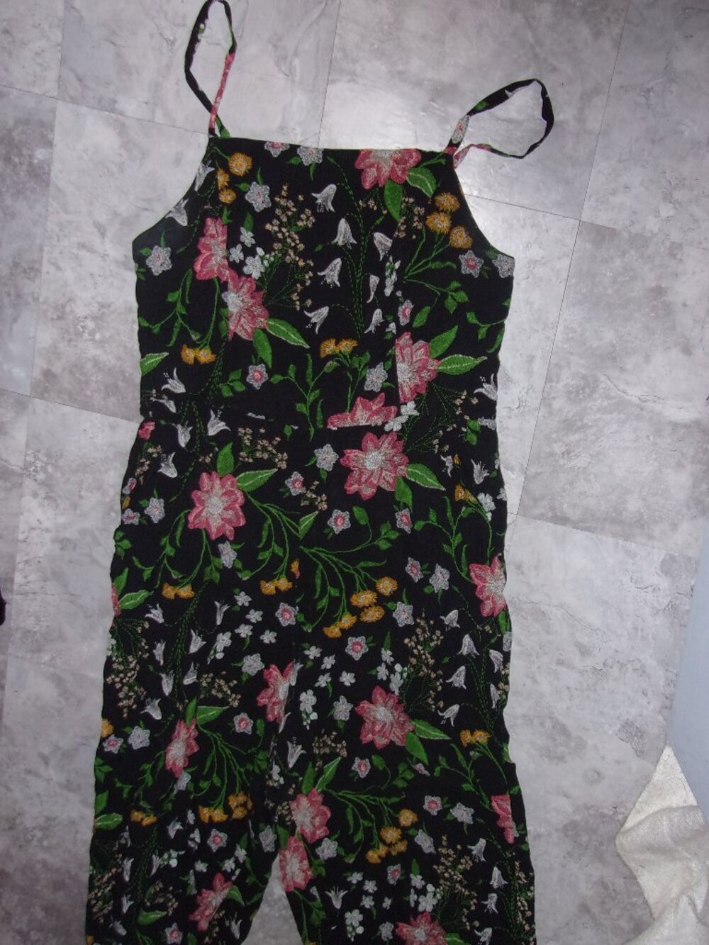 size extra large jumpsuit pant suit pantsuit womens blue floral one piece - Picture 2 of 4